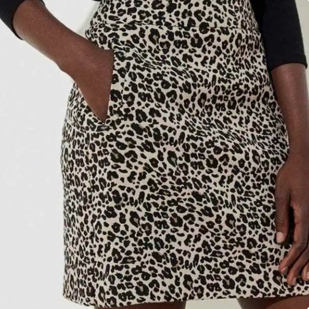 Loft Leopard Print Shift Skirt with Pockets